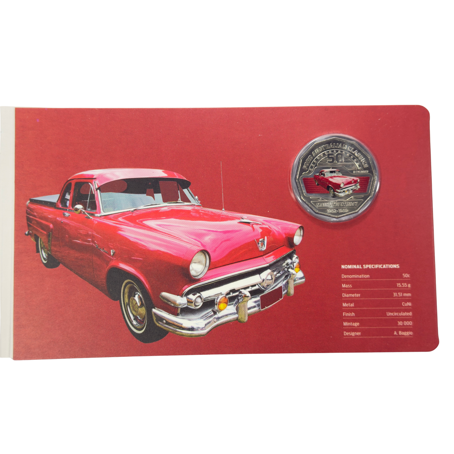 2017 50 Cent Coloured Coin - Ford MAINLINE - Uncirculated on card