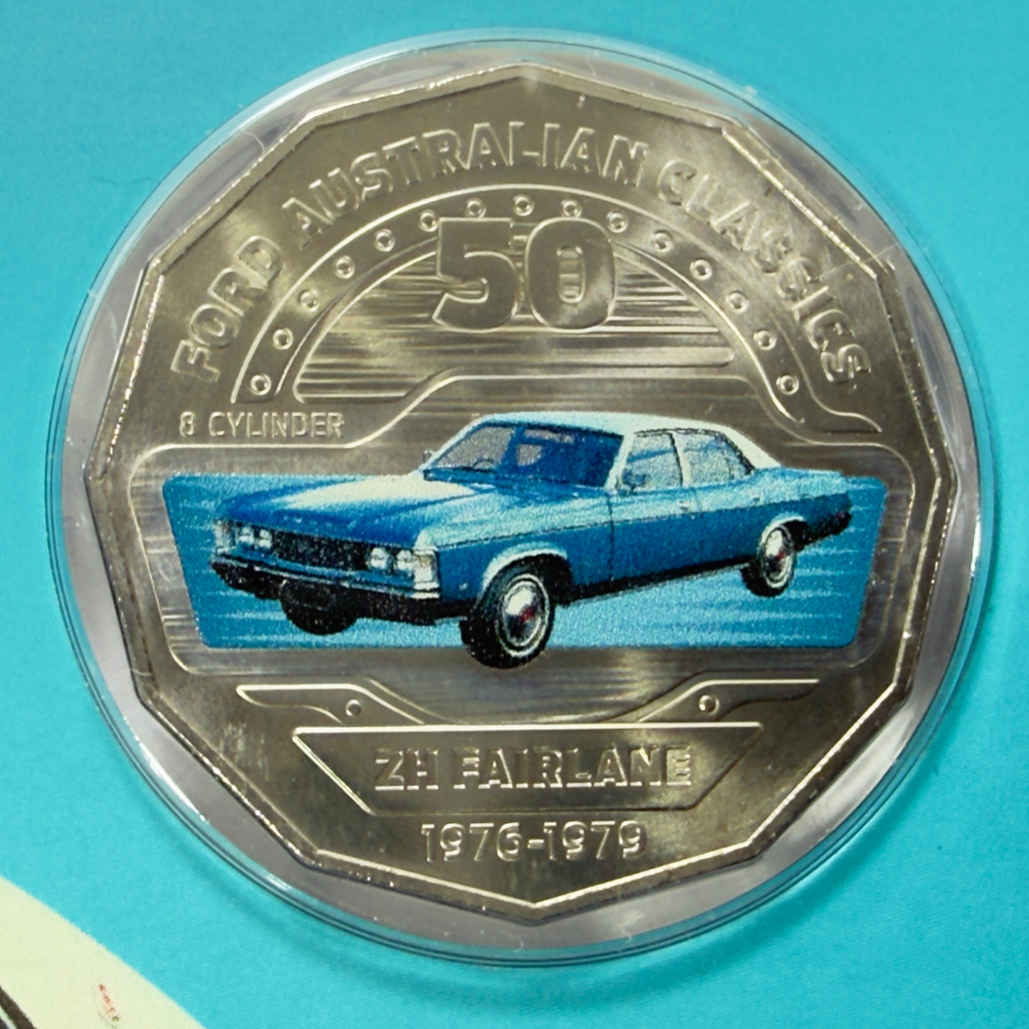 2017 50 Cent Coloured Coin - FORD ZH FAIRLANE - Uncirculated on card
