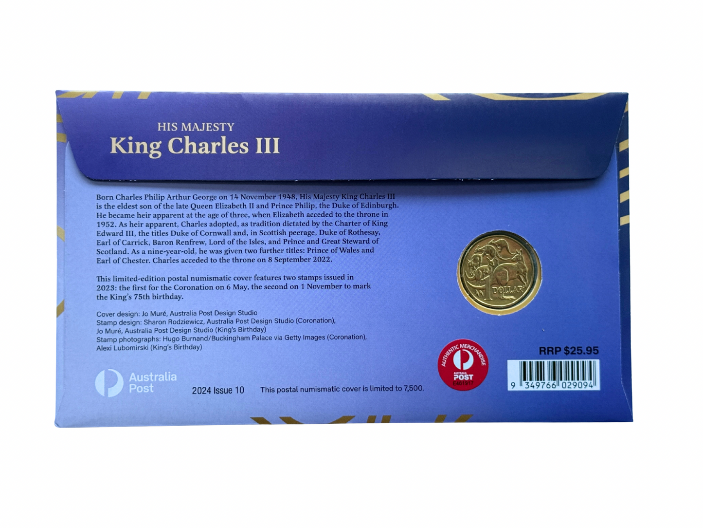 2024 His Majesty King Charles III PNC - Issue 10 $1 Coin - limited to 7500