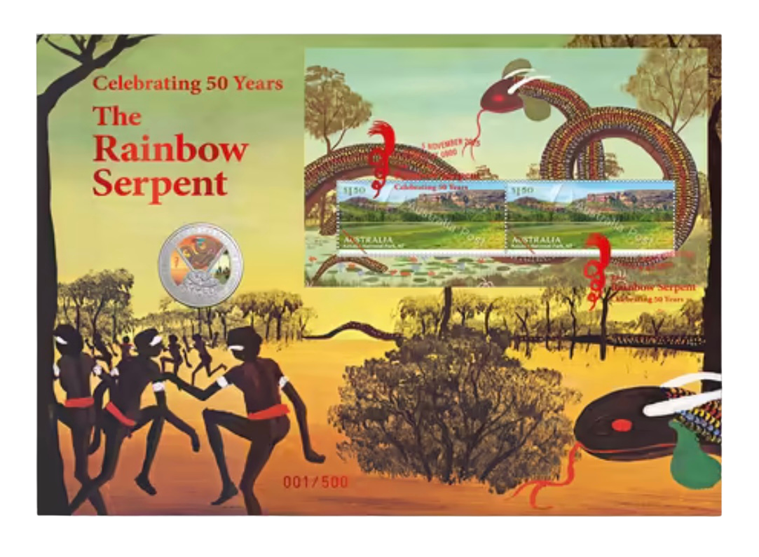 Front view of 2025 Rainbow Serpent Impressions PNC showing commemorative design and limited edition numbering
