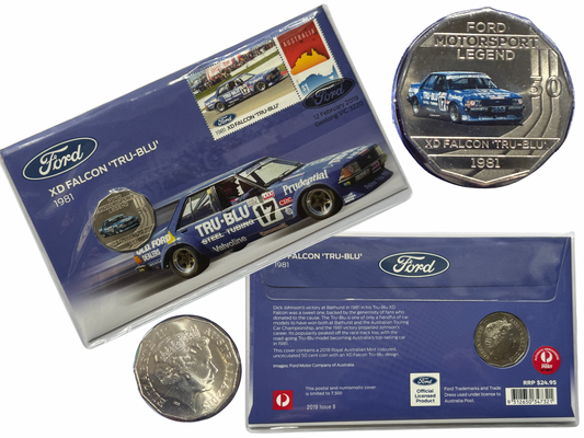 2018 50 Cent PNC - XD Falcon 'TRU-BLU' 1981 Coloured 50c 2019 Issue 8