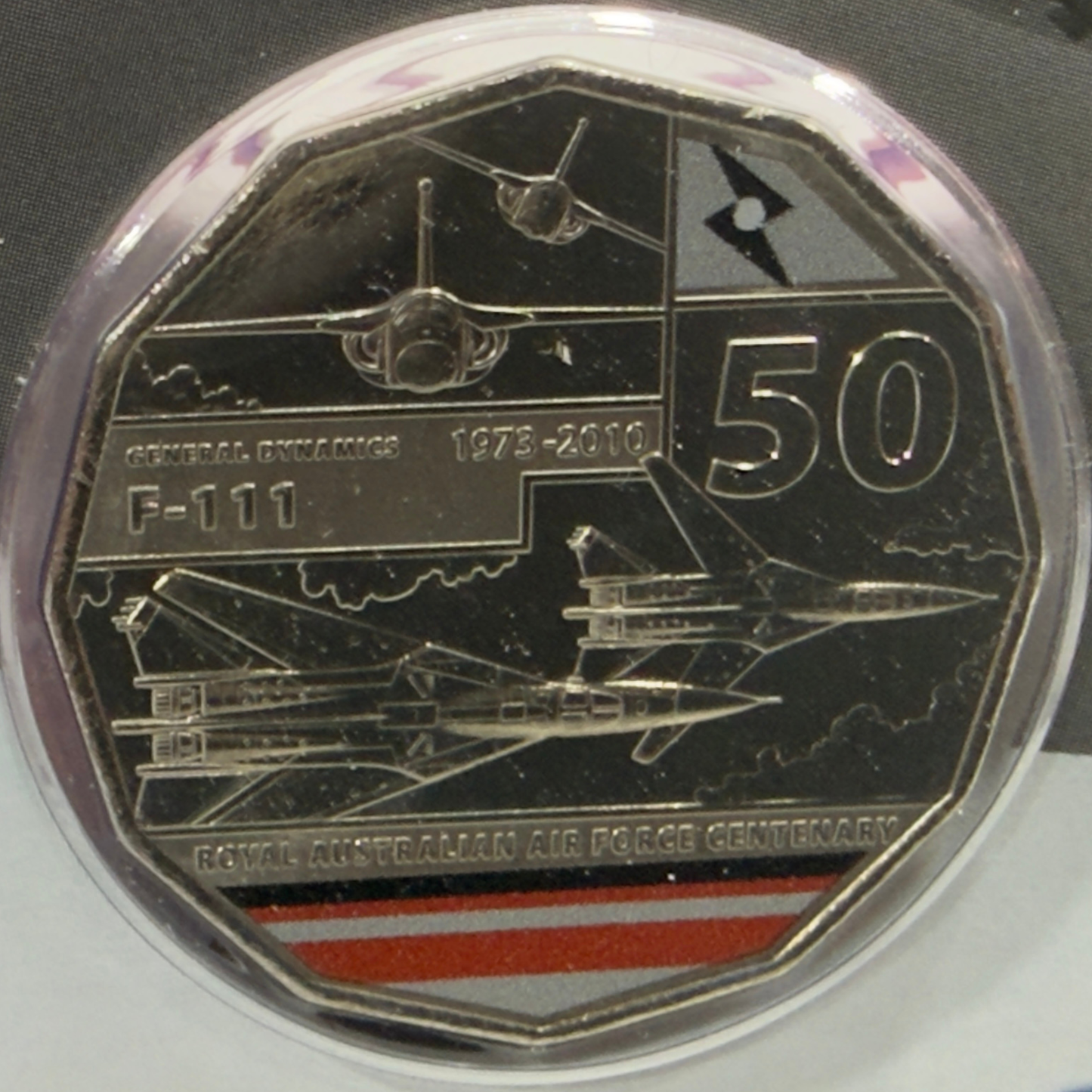 2021 50 Cent Coloured Coin - F-111  (1973-2010) - Uncirculated Fifty Cent 50c
