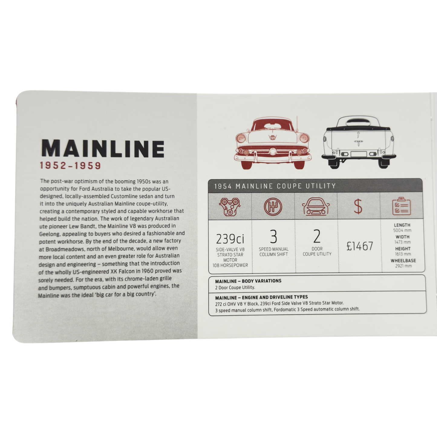 2017 50 Cent Coloured Coin - Ford MAINLINE - Uncirculated on card