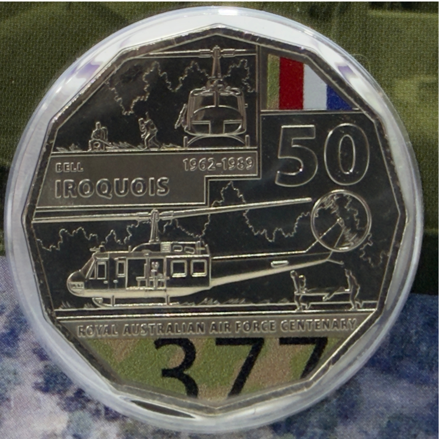 2021 50 Cent Coloured Coin - BELL IROQUOIS - Uncirculated 50c