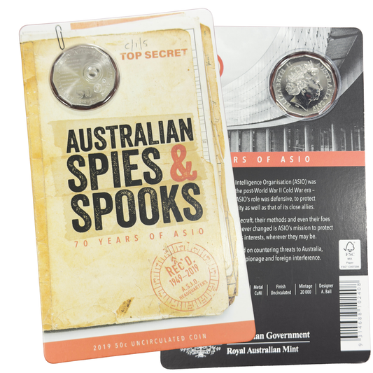 2019 50 Cent - AUSTRALIAN SPIES 👀 & SPOOKS 70 Years of ASIO Carded Uncirculated