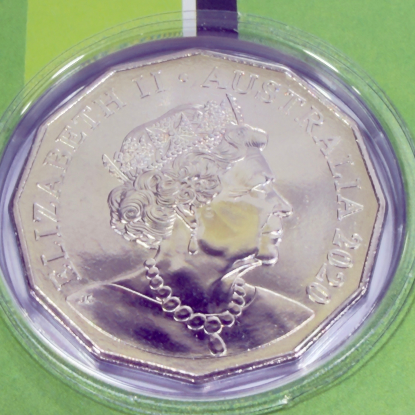 2020 50 Cent Coloured Coin - XE Falcon 'GREENS TUF' - Carded Uncirculated 50c