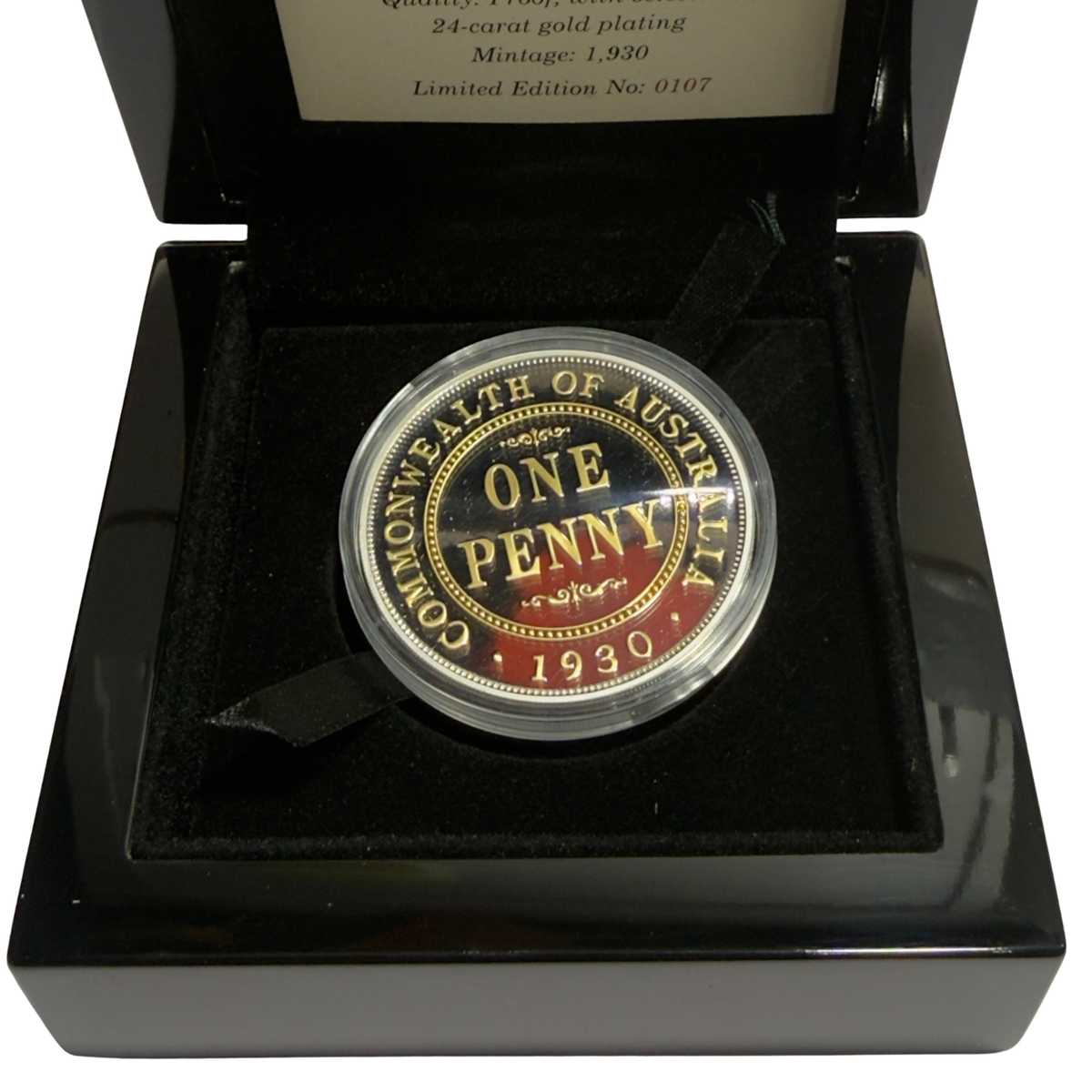 2020 $1 One Oz Silver Proof Selectively Gold Plated - 1930 Penny - NIUE