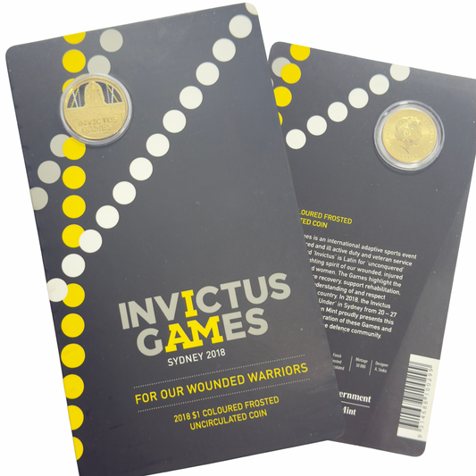 2018 $1 Coloured Frosted Coin on Card - Uncirculated - Invictus Games Sydney