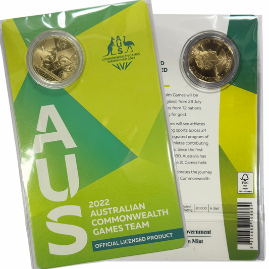 2022 50 Cent - Gold Plated Commonwealth Games Team - Uncirculated Carded
