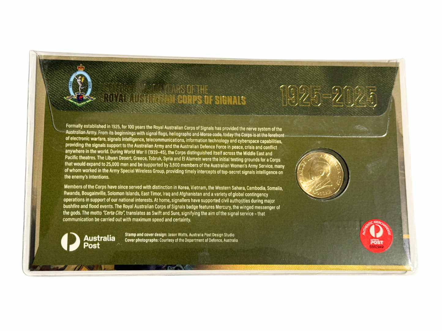 2025 $1 Impressions PNC Celebrating 100 Years of the Royal Australian Corps of Signals 215/700