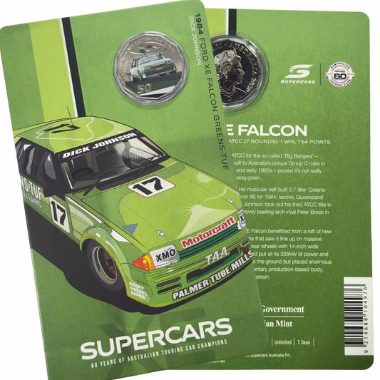 2020 50 Cent Coloured Coin - XE Falcon 'GREENS TUF' - Carded Uncirculated 50c