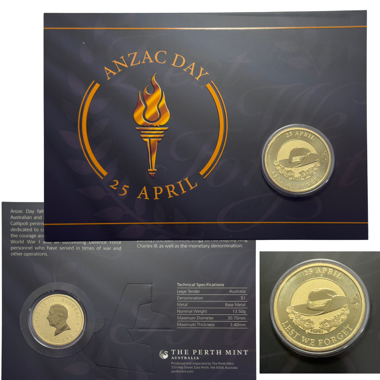2026 $1 Australian ANZAC DAY Coin on card - Uncirculated - Perth Mint