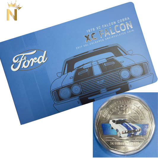 2017 50 Cent Coloured Coin - 1978 FORD XC FALCON COBRA - Carded Uncirculated
