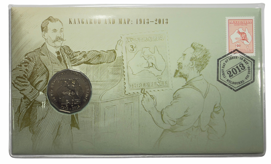 2013 50 Cent PNC - Kangaroo And Map: 1913-2013 - 100yrs of Commonwealth Stamps