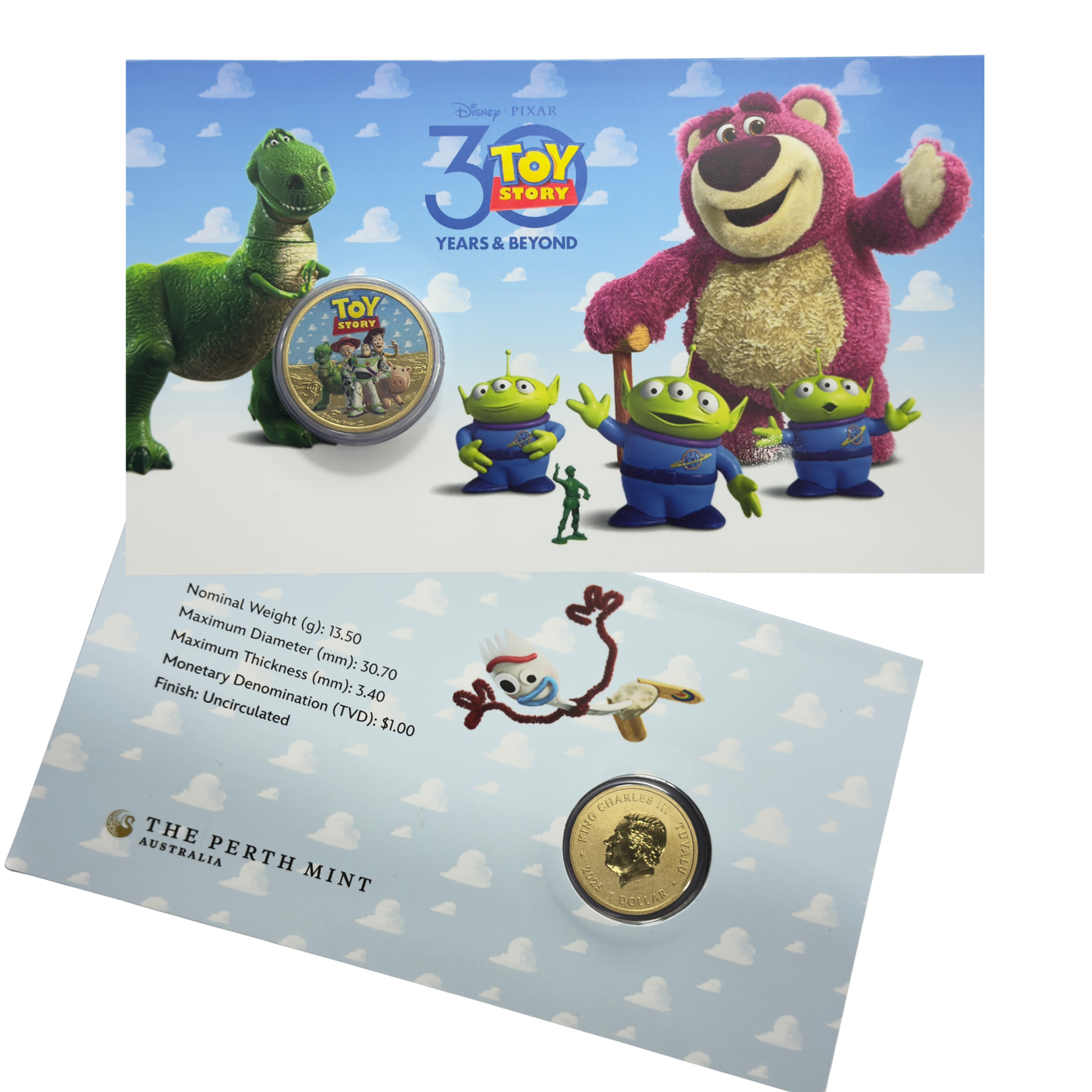 2025 $1 Toy Story PNC - 30 Years & Beyond - Colloured $1 Tuvalu