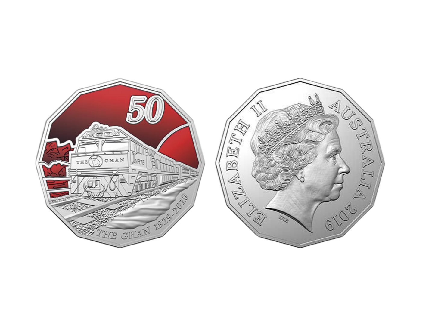 2019 50 Cent Coin - 90th Anniversary of The Ghan - Coloured Fifty Cent