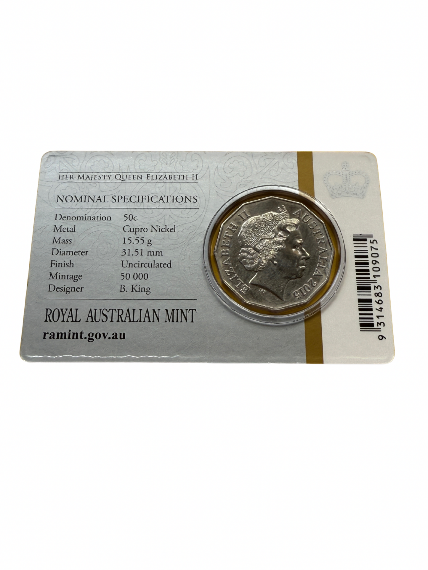 2015 50 Cent - Longest Reigning Commonwealth Monarch Carded Coin - New Age Numismatics