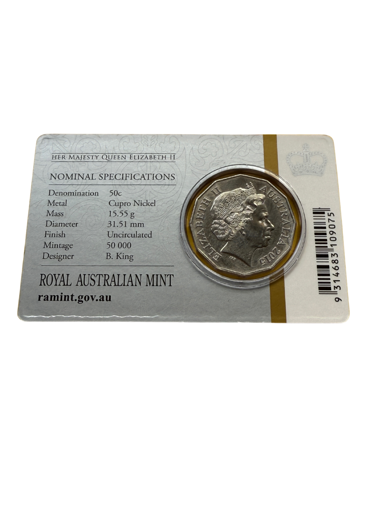 2015 50 Cent - Longest Reigning Commonwealth Monarch Carded Coin - New Age Numismatics