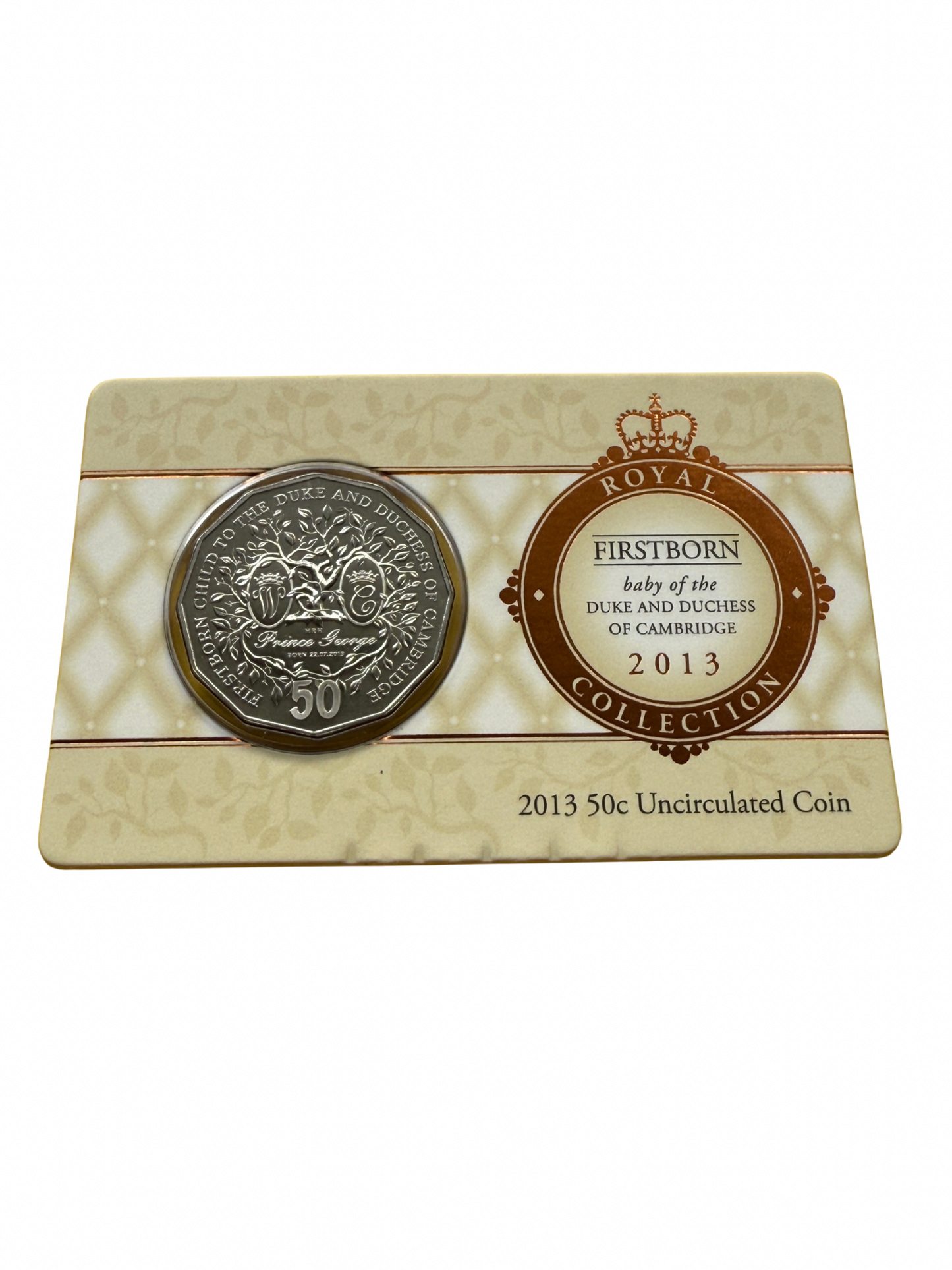 2013 50 Cent - First Born - Royal Collection Carded Coin - New Age Numismatics