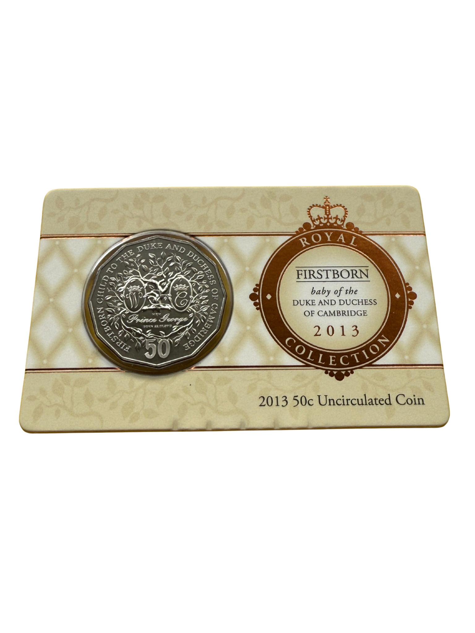2013 50 Cent - First Born - Royal Collection Carded Coin - New Age Numismatics