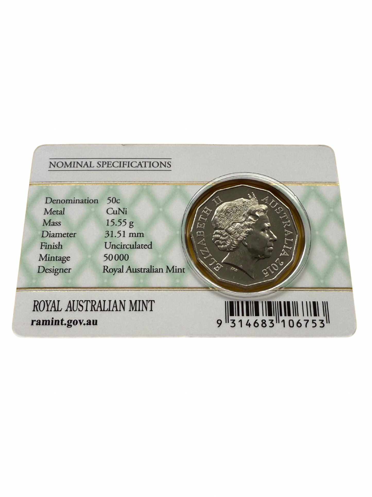 2015 50 Cent - Royal Baby - Royal Collection Carded Coin - New Age Numismatics