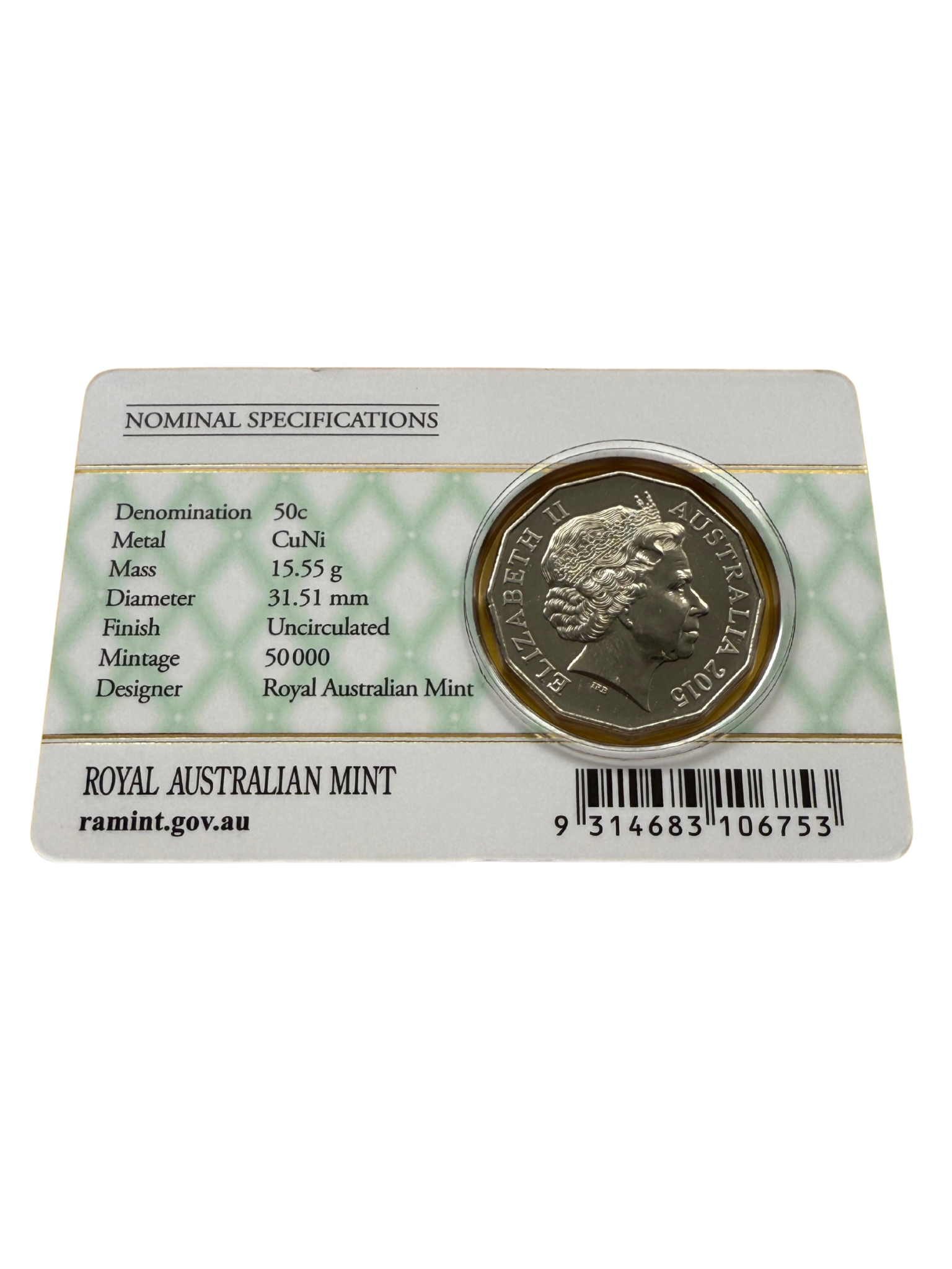 2015 50 Cent - Royal Baby - Royal Collection Carded Coin - New Age Numismatics