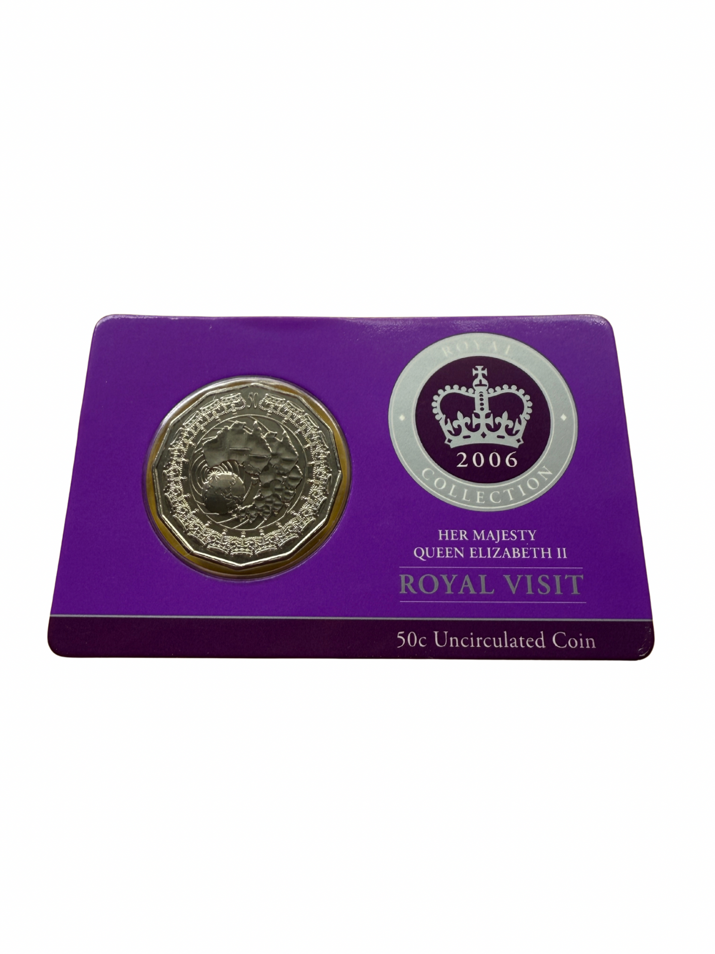 2006 50 Cent - QEII Royal Visit Coin On Card - Uncirculated - New Age Numismatics