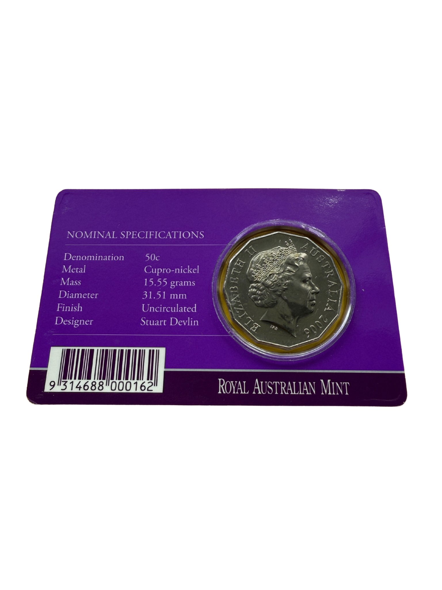2006 50 Cent - QEII Royal Visit Coin On Card - Uncirculated - New Age Numismatics