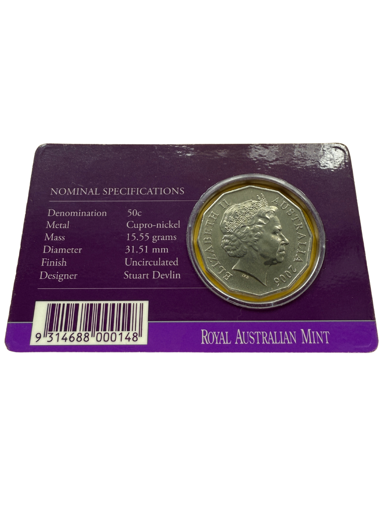 2006 50 Cent Coin - 80th Birthday Her Majesty Queen Elizabeth - New Age Numismatics