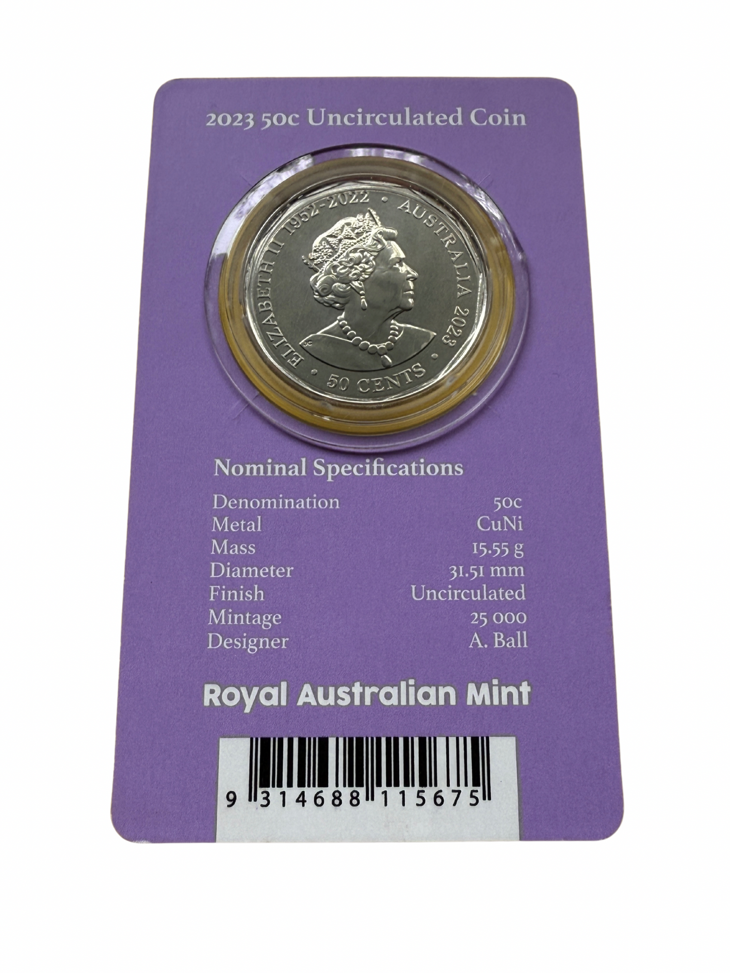 2023 50c Elizabeth Regina-HM Queen Elizabeth II - Carded Coin - New Age Numismatics