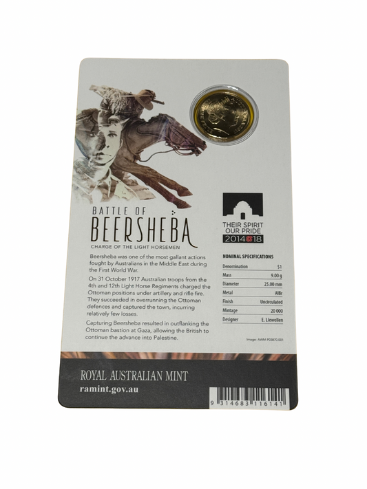 2017 $1 Battle of Beersheba - Charge of the Light Horsemen - Carded Coin - New Age Numismatics
