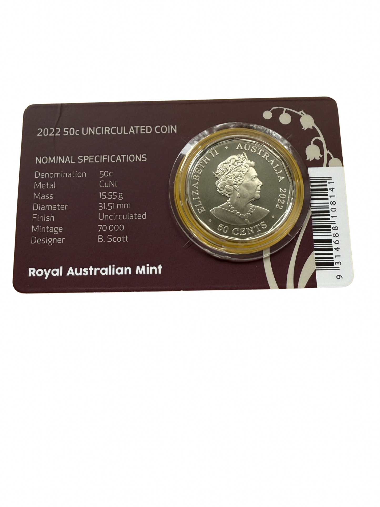 2022 50 Cent - Platinum Jubilee - Carded Coin - New Age Numismatics