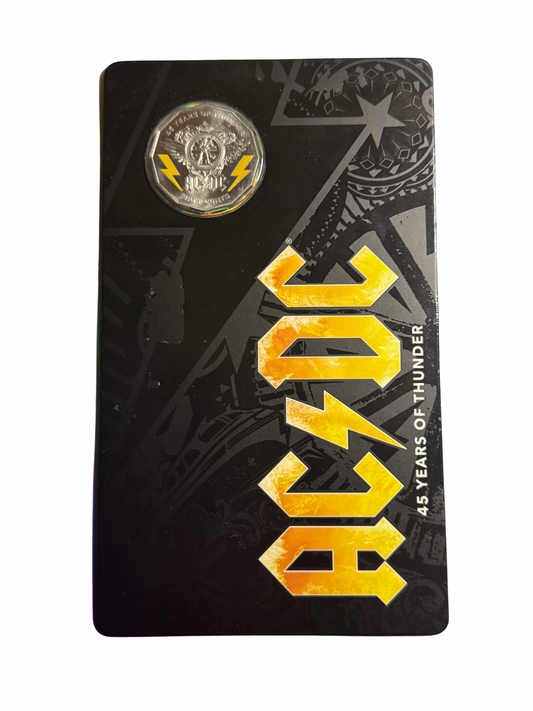 2018 50 Cent Coin - AC/DC 45 Years of Thunder - Coloured Carded Uncirculated - - New Age Numismatics