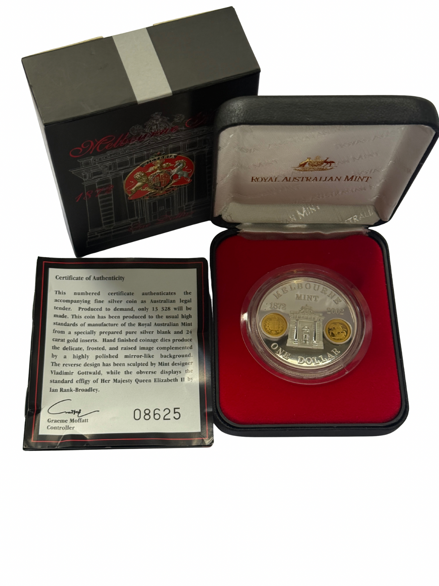 2002 Melbourne Mint 1872-2002 - 1 Oz Silver 0.25g Gold Proof Coin - New Age Numismatics