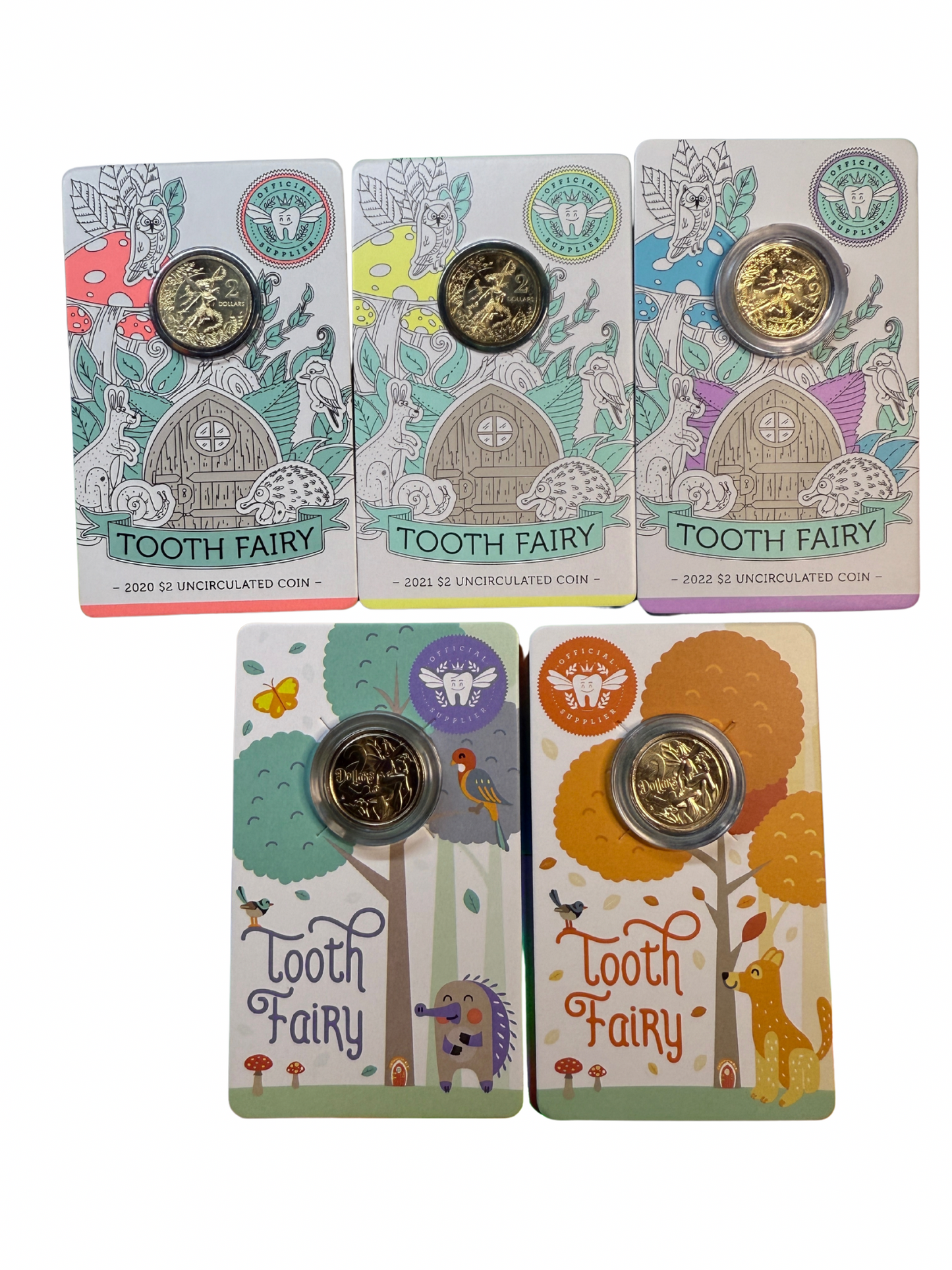 2020 - 2021 - 2022 - 2023 - 2024 - Toothfairy $2 Carded Coins - New Age Numismatics