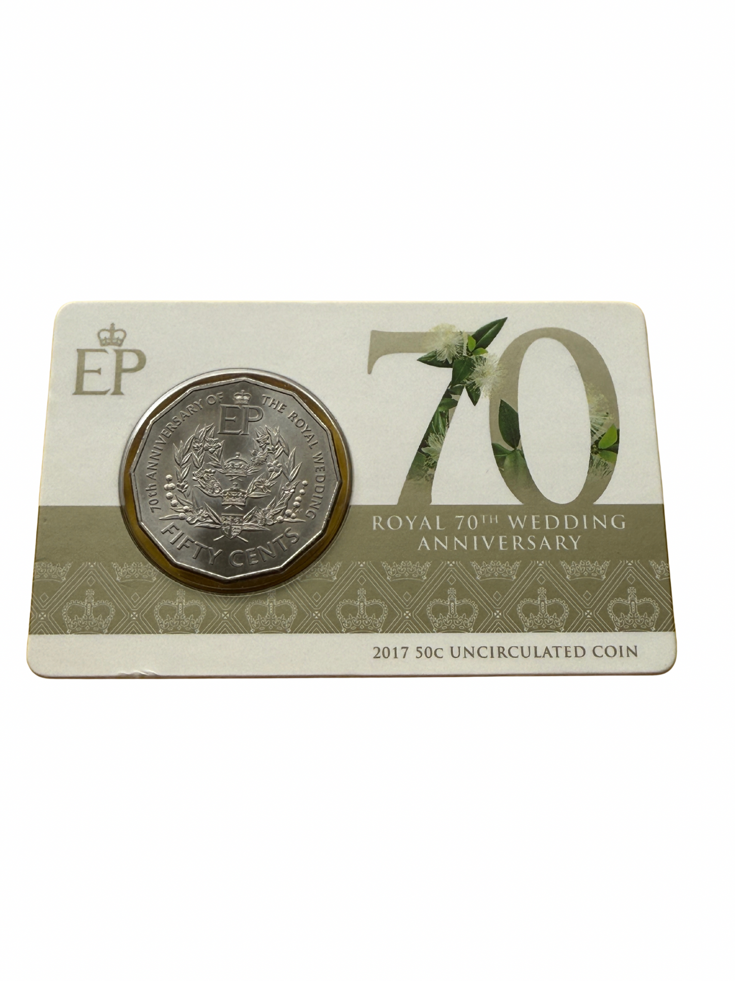 2017 50 Cent - Royal 70th Wedding Anniversary Carded Coin - New Age Numismatics